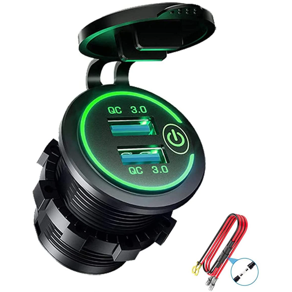 QC 3.0 Dual USB Charger Socket,Waterproof 12V/24V USB Outlet with Touch-Switch for Car, Marine,Boat,RV,Motorcycle,Green
QC 3.0 Dual USB Charger Socket,Waterproof 12V/24V USB Outlet with Touch-Switch for Car, Marine,Boat,RV,Motorcycle,Green