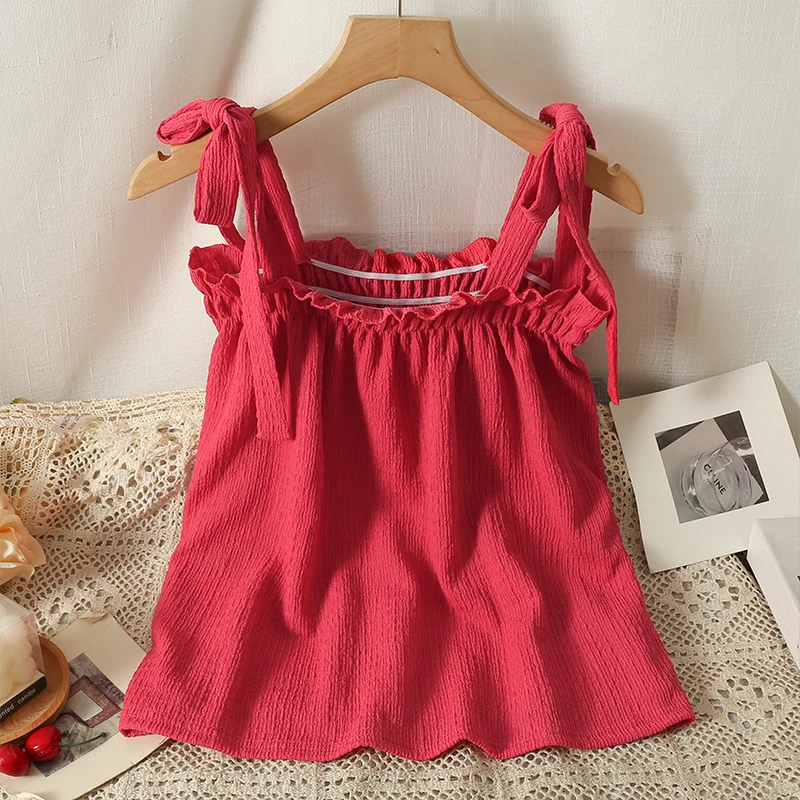 Summer Sweet Strap Tank Top Women's Bow Tie Design Sleeveless Short Tops Women 2023 Clothing
Summer Sweet Strap Tank Top Women's Bow Tie Design Sleeveless Short Tops Women 2023 Clothing