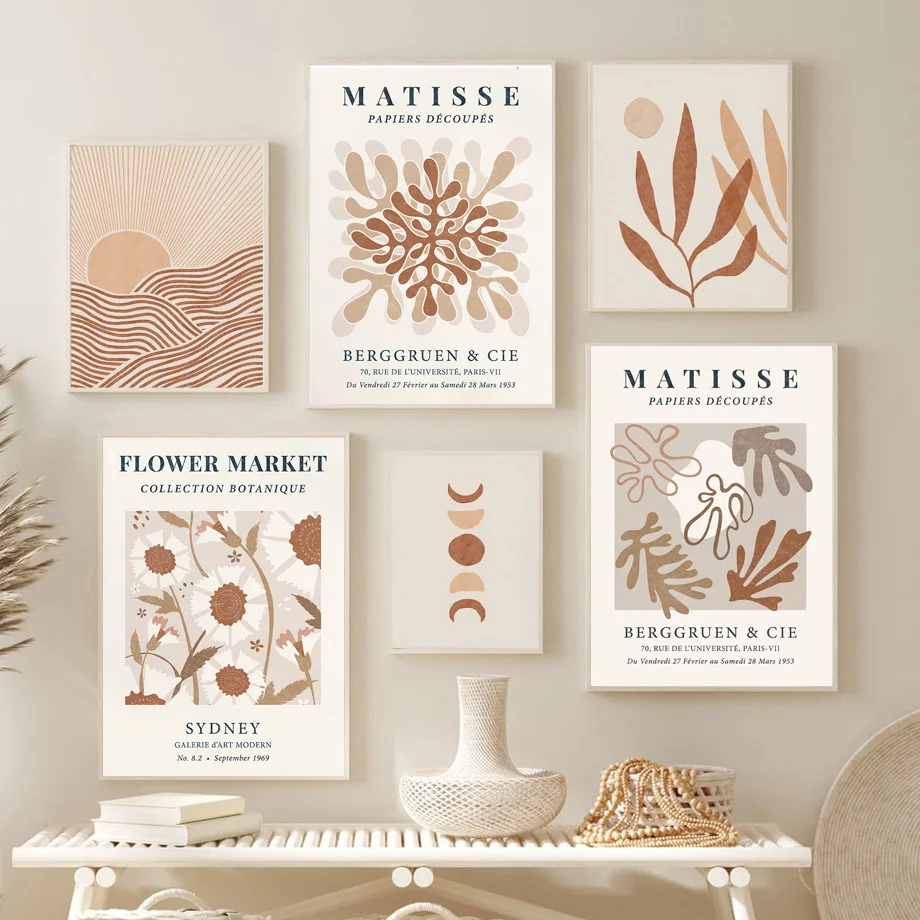 Бохо Matisse цветочный рынок абстрактный растительный лист скандинавский настенный