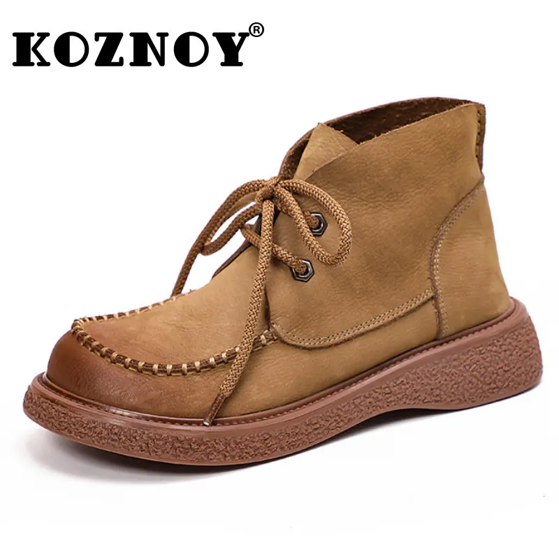 Koznoy 3.5cm Retro Natural Cow Genuine Leather Snow Ankle Flats Boots Autumn Winter Women Boots Ladies Soft Rubber Plush Shoes
Koznoy 3.5cm Retro Natural Cow Genuine Leather Snow Ankle Flats Boots Autumn Winter Women Boots Ladies Soft Rubber Plush Shoes