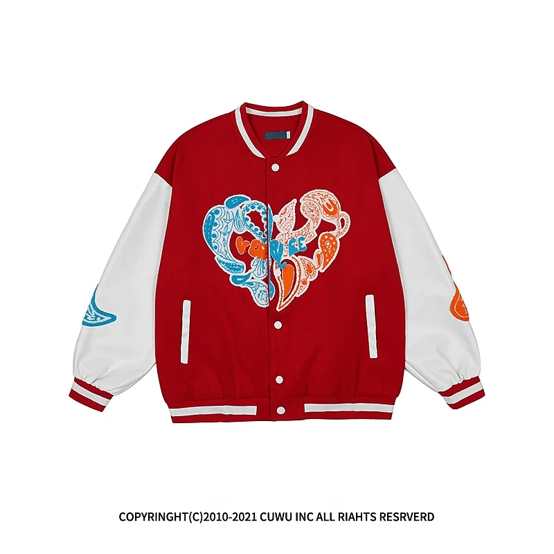 Fashion Basketball Jacket Men Women Streetwear Letter Varsity Jacket Cashew Heart Patchwork Flocking Couple Leather High Street
Fashion Basketball Jacket Men Women Streetwear Letter Varsity Jacket Cashew Heart Patchwork Flocking Couple Leather High Street