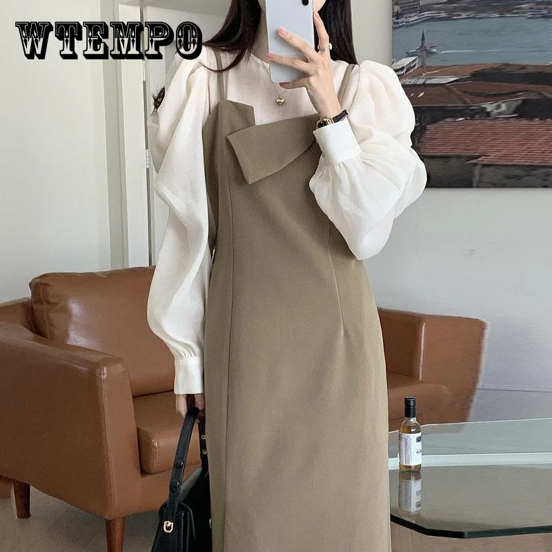 Bubble Sleeve Shirt Top+Irregular Design Strap Dress Two Piece Set 2023 Fashion Spring and Autumn New Solid Mid Length Dresses
Bubble Sleeve Shirt Top+Irregular Design Strap Dress Two Piece Set 2023 Fashion Spring and Autumn New Solid Mid Length Dresses