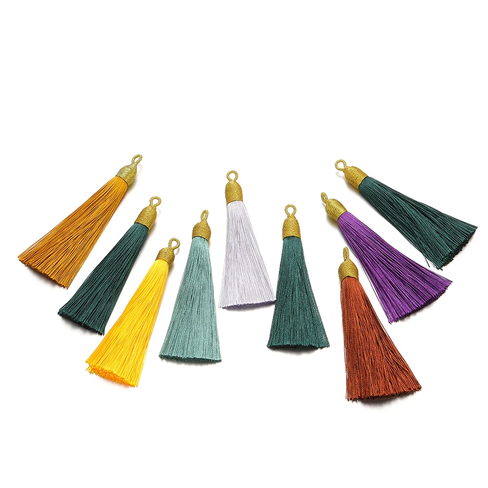 5Pcs/Lot 8cm Gold Color Cap Silk Tassels for Diy Earring Pendant Charm Satin Tassel Diy Crafts Jewelry Making Earring Findings
5Pcs/Lot 8cm Gold Color Cap Silk Tassels for Diy Earring Pendant Charm Satin Tassel Diy Crafts Jewelry Making Earring Findings
