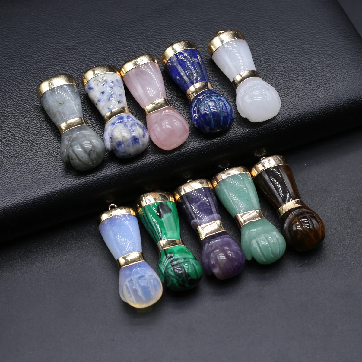 

5PCS Random Natural Stone Sodalite Amethysts Opal Fist Shape Pendant Jewelry Making DIY Necklace Earrings Accessories Gift