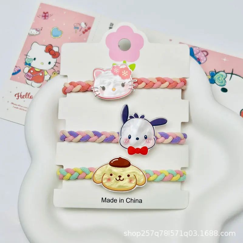 

Kawaii Sanrio Hellokitty Kuromi Mymelody Cinnamoroll похватка pompurin шпилька для волос Веревка для волос мультяшный милый подарок игрушки для девочек