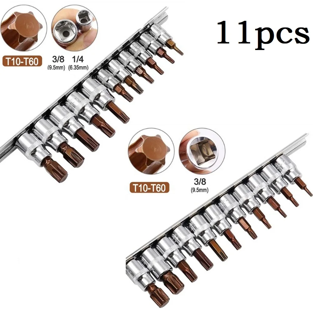 11PCS 3/8 1/4inch Drive Alloy Torx Screwdriver Bits Socket Bit T10-T60 Hand Tool Parafusadeira Herramientas De Mano Ferramentas
11PCS 3/8 1/4inch Drive Alloy Torx Screwdriver Bits Socket Bit T10-T60 Hand Tool Parafusadeira Herramientas De Mano Ferramentas