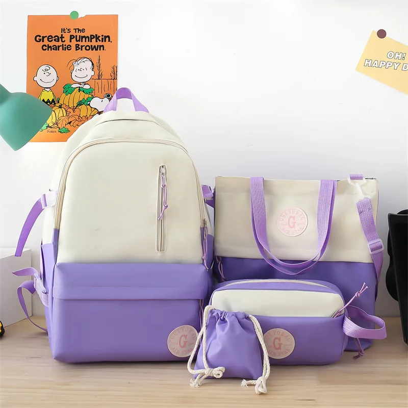 Qyahlybz school bag for girls female color matching cute children's backpack campus large capacity 3-6 grade backpack 4pcs set 
Qyahlybz school bag for girls female color matching cute children's backpack campus large capacity 3-6 grade backpack 4pcs set