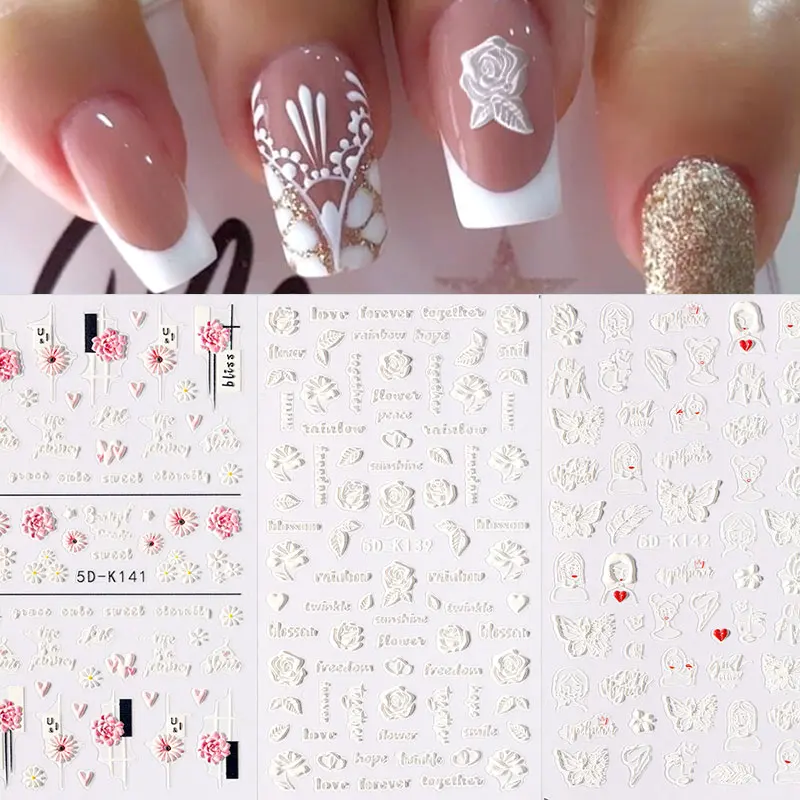 1PC 5D Nail Sticker White Pink Rose Embossed Flower Pattern Self-Adhesive Slider Nail Decals DIY Nail Art Decoration
1PC 5D Nail Sticker White Pink Rose Embossed Flower Pattern Self-Adhesive Slider Nail Decals DIY Nail Art Decoration