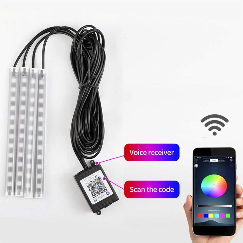 Car Led Strips Lights RGB LED 5050 SMD Foot Atmosphere Lamp 12V Auto Interior Decorative Light With USB Bluetooth APP Controller
Car Led Strips Lights RGB LED 5050 SMD Foot Atmosphere Lamp 12V Auto Interior Decorative Light With USB Bluetooth APP Controller