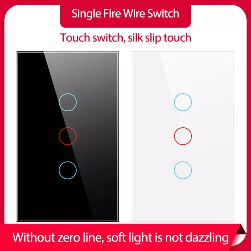 Neutral Wire Touch Switch 1/2/3Gang US Standard Toughened Glass Wall Switch Panel With Night Fluorescence Indicator Light
Neutral Wire Touch Switch 1/2/3Gang US Standard Toughened Glass Wall Switch Panel With Night Fluorescence Indicator Light
