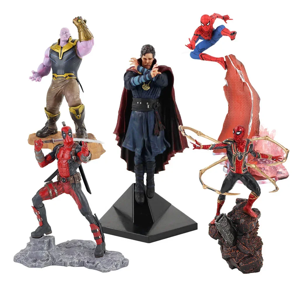 22-26cm Marvel Avengers Spiderman Deadpool Thanos Doctor Strange Polygon Base PVC Action Figure Collection Model Toys Brinquedos
22-26cm Marvel Avengers Spiderman Deadpool Thanos Doctor Strange Polygon Base PVC Action Figure Collection Model Toys Brinquedos