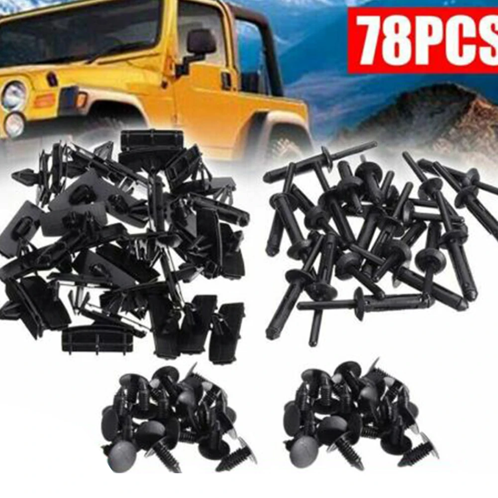 Car Fastner Clips Clips Screw 1 Set/78pcs Black Retainer For Jeep Wrangler JK Models 2007-2018 Interior Accessories 6mm
Car Fastner Clips Clips Screw 1 Set/78pcs Black Retainer For Jeep Wrangler JK Models 2007-2018 Interior Accessories 6mm