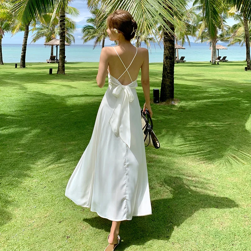 White Spaghetti Strap Dress Women Sexy Summer Beach Dress Holiday Sleeveless Bow Lace Up Bandage Elegant Backless Dresses
White Spaghetti Strap Dress Women Sexy Summer Beach Dress Holiday Sleeveless Bow Lace Up Bandage Elegant Backless Dresses