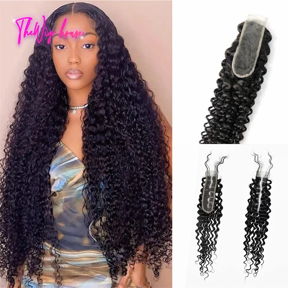 

2X6 HD Lace Closure Only Deep Wave 2x6 Middle Deep Parting Closure Brazilian Human Hair For Women Pre plucked Virgin Natural