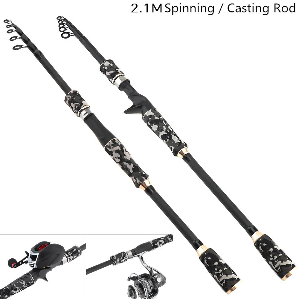 2.1m Gray Camouflage Color Carbon Fiber Lure Fishing Rod Spinning Casting Rod 6 Section Telescopic Ultra Light Pole Lure Tackle
2.1m Gray Camouflage Color Carbon Fiber Lure Fishing Rod Spinning Casting Rod 6 Section Telescopic Ultra Light Pole Lure Tackle