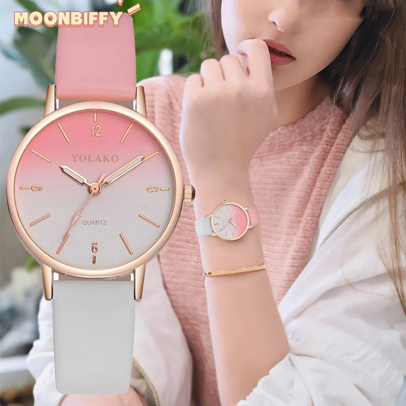 Fashion Women Belt Quartz Watch The Trend Gradient Color Ultra-thin Fashion Casual Quartz Leather Dress Watch for Women reloj
Fashion Women Belt Quartz Watch The Trend Gradient Color Ultra-thin Fashion Casual Quartz Leather Dress Watch for Women reloj
