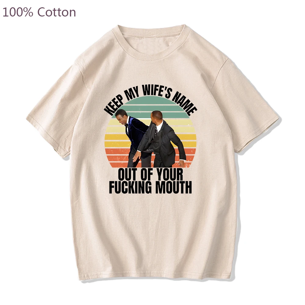 Keep My Wife's Name Out Your Mouth Slap Unisex Tshirt Men T Shirt Will Smith Slap Chris Rock Funny Meme Tshirts 100% Cotton Tees
Keep My Wife's Name Out Your Mouth Slap Unisex Tshirt Men T Shirt Will Smith Slap Chris Rock Funny Meme Tshirts 100% Cotton Tees