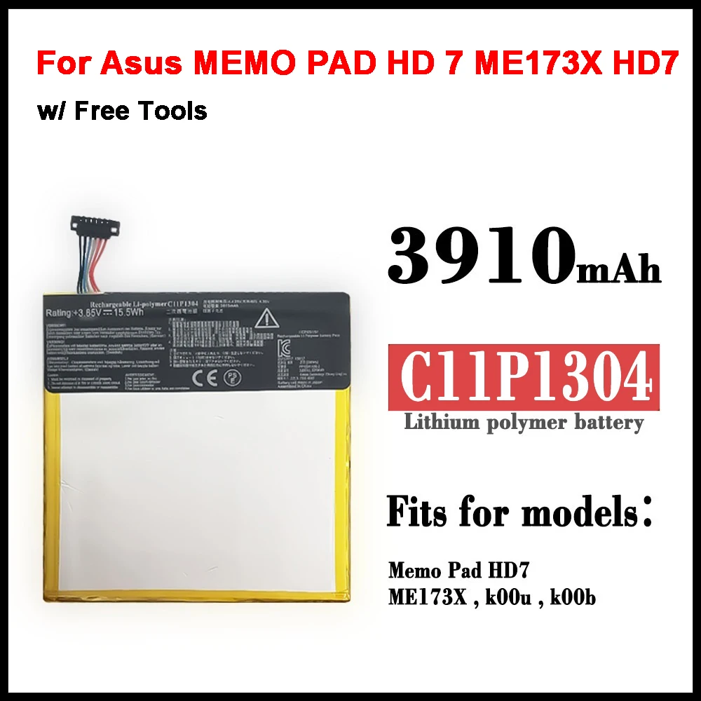 Оригинальная запасная батарея 3950 мАч для Asus MEMO PAD HD 7 ME173X HD7 ME173 K00B C11P1304
Оригинальная запасная батарея 3950 мАч для Asus MEMO PAD HD 7 ME173X HD7 ME173 K00B C11P1304
