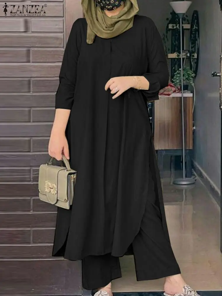 ZANZEA Fashion Muslim Suit Two Piece Sets Long Sleeve Tops Wide Leg Pant Woman Solid Outifits Vintage Party Tracksuits Ramadan
ZANZEA Fashion Muslim Suit Two Piece Sets Long Sleeve Tops Wide Leg Pant Woman Solid Outifits Vintage Party Tracksuits Ramadan