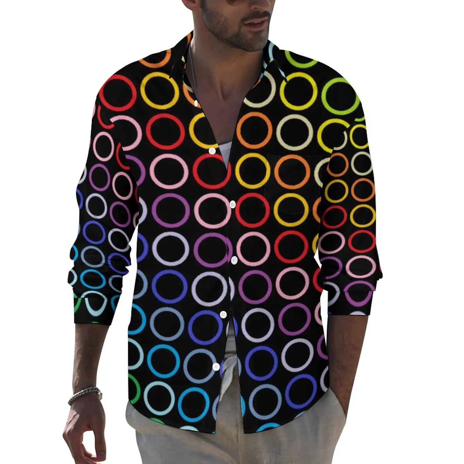 Rainbow Circles Aesthetic Casual Shirt Man Broader Spectrum Shirt Autumn Vintage Blouses Long Sleeve Pattern Oversized Clothing
Rainbow Circles Aesthetic Casual Shirt Man Broader Spectrum Shirt Autumn Vintage Blouses Long Sleeve Pattern Oversized Clothing