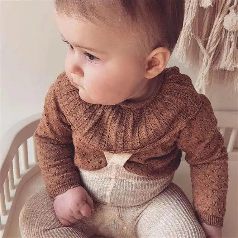 Spring Autumn New Baby Solid Sweater Newborn Girl Ruffle Collar Tops Girls Hollow Sweater Baby Boy Knitted Bottoming Sweater
Spring Autumn New Baby Solid Sweater Newborn Girl Ruffle Collar Tops Girls Hollow Sweater Baby Boy Knitted Bottoming Sweater