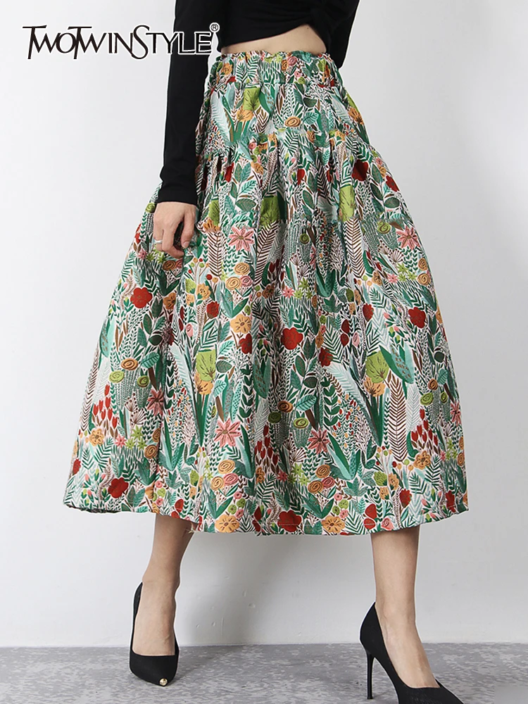TWOTWINSTYLE Vintage Print Colorblock Loose Skirt For Women High Waist Casual Midi Skirts Female Fashion Clothing 2022 Style New
TWOTWINSTYLE Vintage Print Colorblock Loose Skirt For Women High Waist Casual Midi Skirts Female Fashion Clothing 2022 Style New