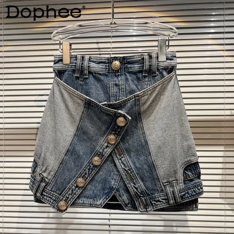 2022 Summer New Design Metal Buckle Double-layer Fake Two-piece Denim Skirt Korean Tide Mini Skirts Women Vintage
2022 Summer New Design Metal Buckle Double-layer Fake Two-piece Denim Skirt Korean Tide Mini Skirts Women Vintage