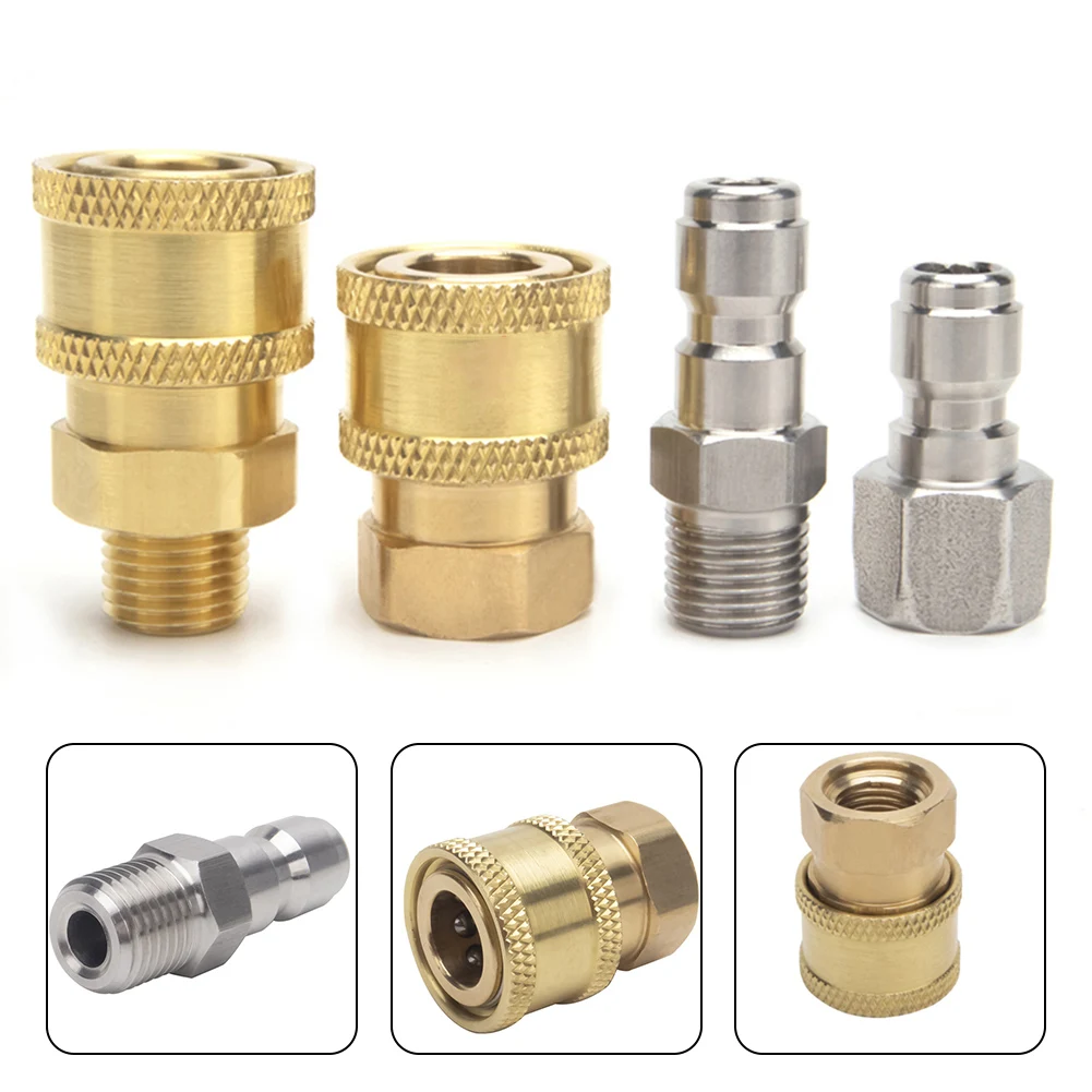 

Pressure Washer Connector Coupling Quick Release Adapter 1/4" Male Fitting Connection Car Washing Garden Joints Outdoor Living