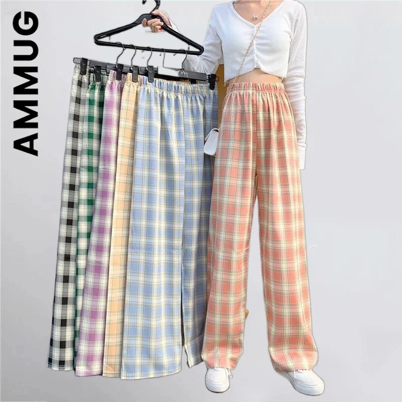 Ammug Women New Trousers Pants Hip Harajuku Straight Pant Casual Elegant Chic Wide Leg Plaid Pants Clothes Female
Ammug Women New Trousers Pants Hip Harajuku Straight Pant Casual Elegant Chic Wide Leg Plaid Pants Clothes Female