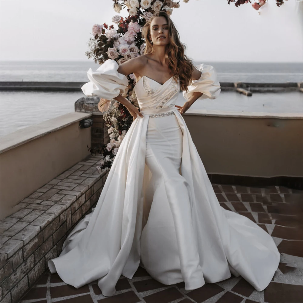 UETEEY Elegant Wedding Dresses Satin Modern Mermaid Bride Gown Detachable Train With Beading Lace Up Back 2022 Vestido De Novia
UETEEY Elegant Wedding Dresses Satin Modern Mermaid Bride Gown Detachable Train With Beading Lace Up Back 2022 Vestido De Novia