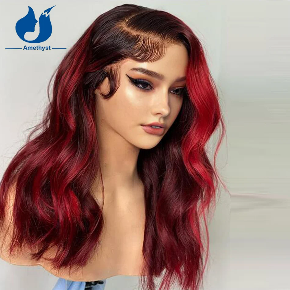 Amethyst Ombre 99J Burgundy Body Wave Lace Front Human Hair Wigs Brazilian Remy Hair Highlight Bright Red Lace Frontal Wig
Amethyst Ombre 99J Burgundy Body Wave Lace Front Human Hair Wigs Brazilian Remy Hair Highlight Bright Red Lace Frontal Wig