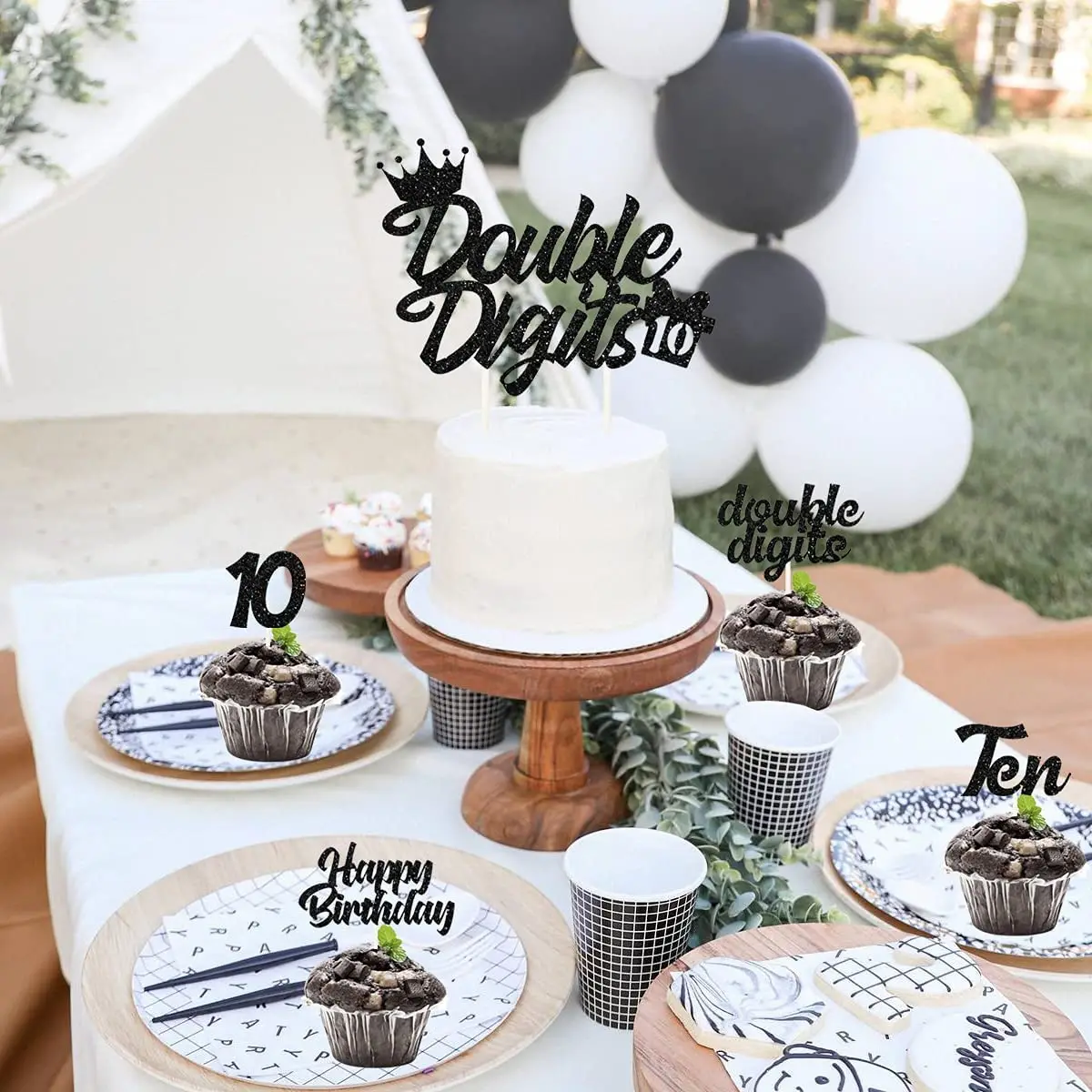 CHEEREVEAL Party Decorations Black Double Digits Ten Cupcake Topper for Girls Boys 10th Birthday Party Supplies
CHEEREVEAL Party Decorations Black Double Digits Ten Cupcake Topper for Girls Boys 10th Birthday Party Supplies