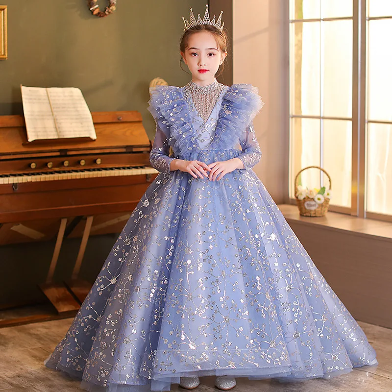 Full Sleeves Beading High Neck Sequins Luxurious Pleat Floor-length Kids Party Communion Dresses Girl Dresses For Weddings A2030
Full Sleeves Beading High Neck Sequins Luxurious Pleat Floor-length Kids Party Communion Dresses Girl Dresses For Weddings A2030