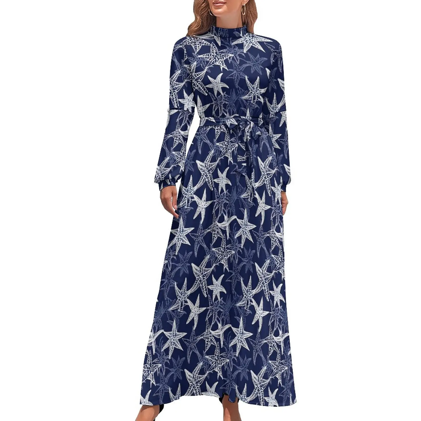 White Starfish Dress Nautical Navy Blue Aesthetic Bohemia Dresses Woman Long Sleeve High Neck Sexy Long Maxi Dress
White Starfish Dress Nautical Navy Blue Aesthetic Bohemia Dresses Woman Long Sleeve High Neck Sexy Long Maxi Dress