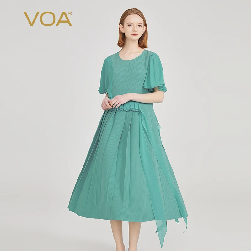 VOA 44 Momme Boundless Heavyweight Silk O-neck Dresses Women Spliced Georgette Silk Short Sleeve Organ Pleated Silk Dress AE2075
VOA 44 Momme Boundless Heavyweight Silk O-neck Dresses Women Spliced Georgette Silk Short Sleeve Organ Pleated Silk Dress AE2075