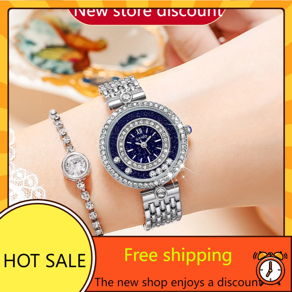 

Модные роскошные женские кварцевые часы с инкрустированными бриллиантами в европейском и американском стиле, водонепроницаемые часы из стали