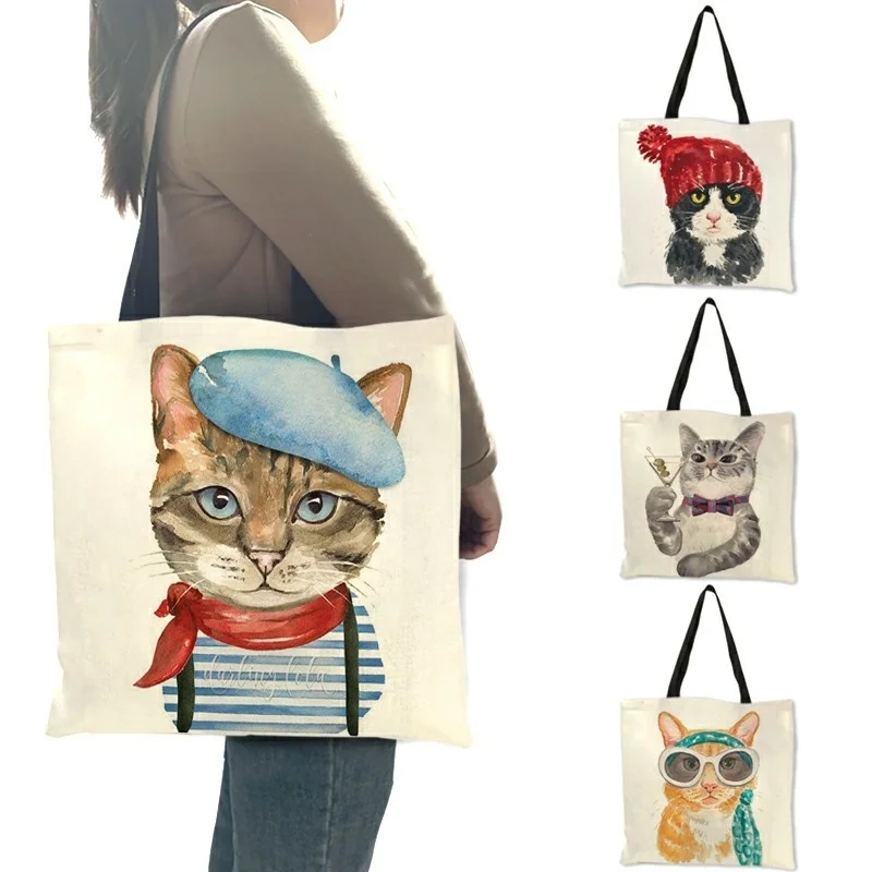 Cute Cat Print Reusable Shopping Bag Women Bags Summer Tote Bag Traveling hool Bags B06034
Cute Cat Print Reusable Shopping Bag Women Bags Summer Tote Bag Traveling hool Bags B06034