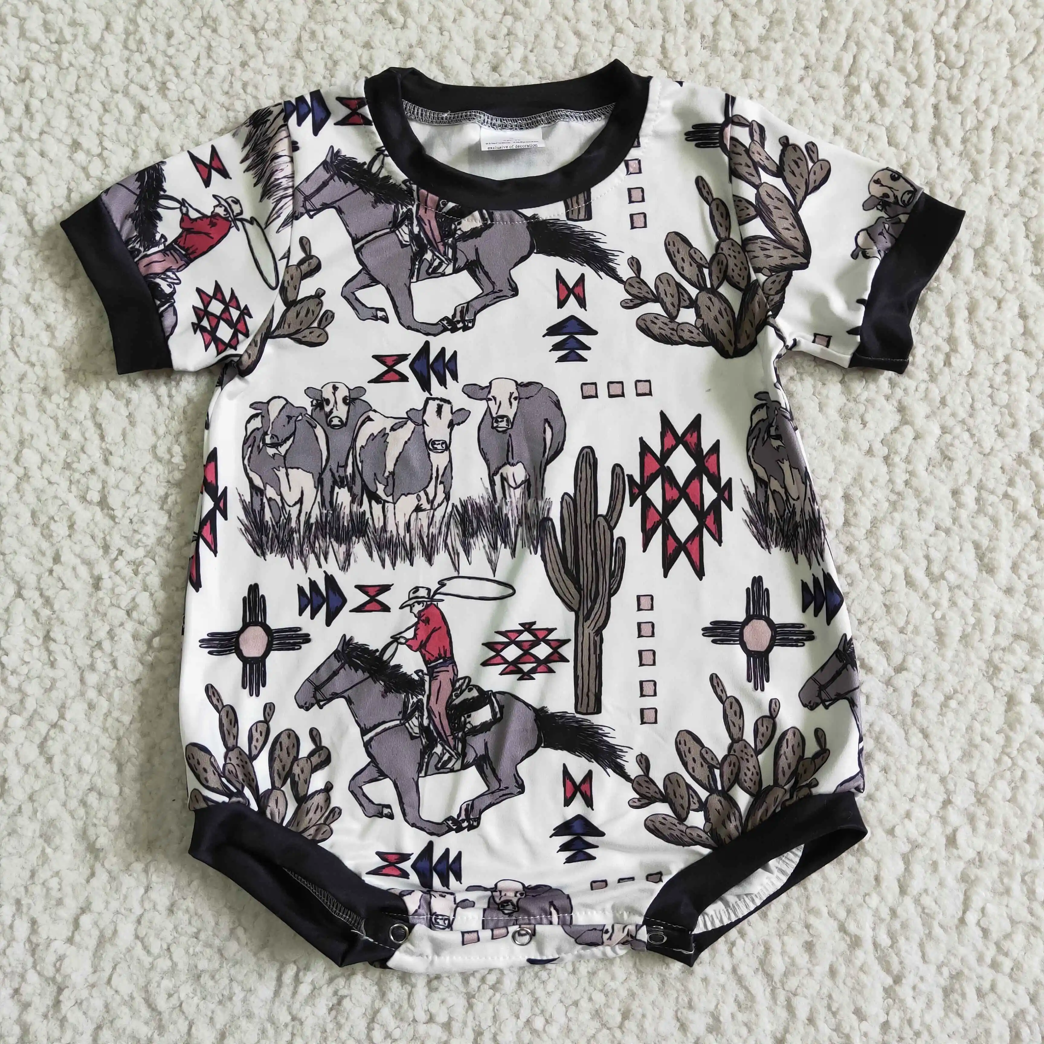 Boutique toddlers clothing western riding cactus short sleeves baby rompers new baby boy clothes with concealed buckle
Boutique toddlers clothing western riding cactus short sleeves baby rompers new baby boy clothes with concealed buckle