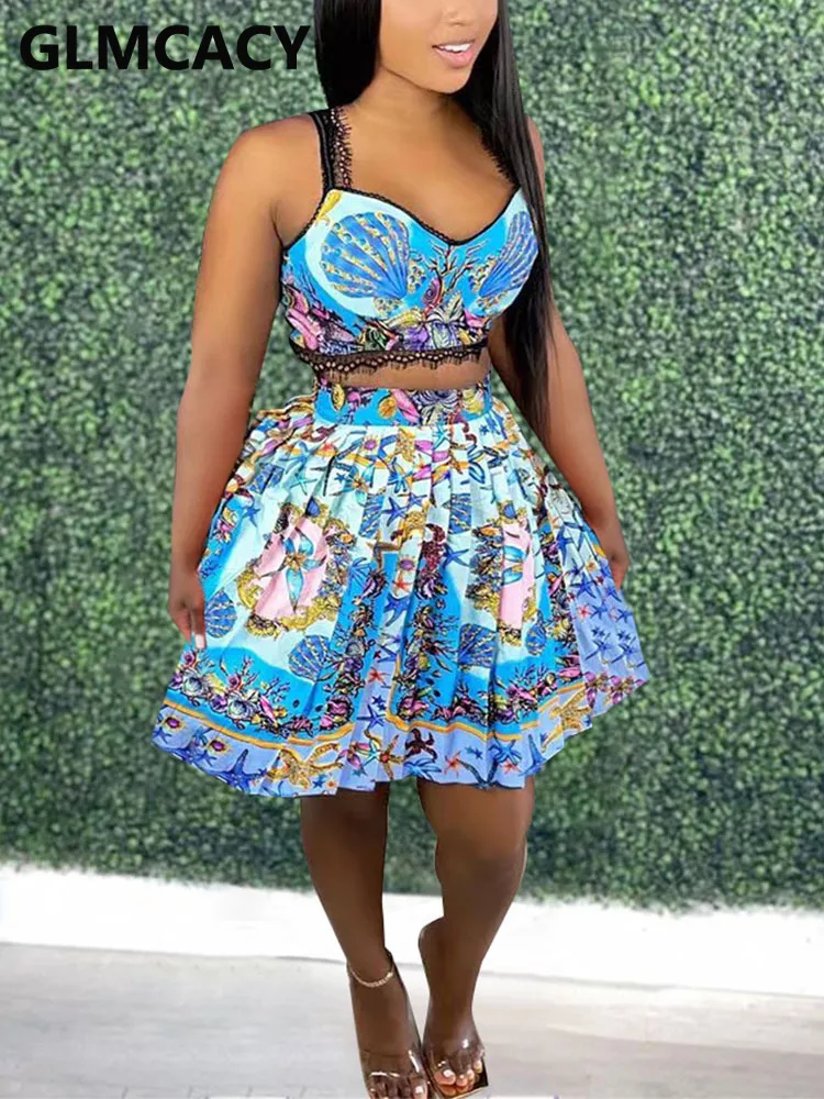 Women Two Piece Vintage Dress Suits Lace Insert Crop Top & Pleated Mini Skirt Set
Women Two Piece Vintage Dress Suits Lace Insert Crop Top & Pleated Mini Skirt Set