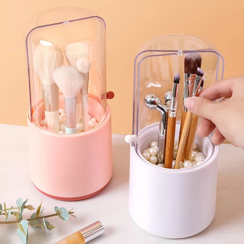 

Large Capacity Rotating Makeup Organizers Portable Brush Storage Box Lipstick Eyebrow Pencil Eye Shadow Dust Proof Pen Holder