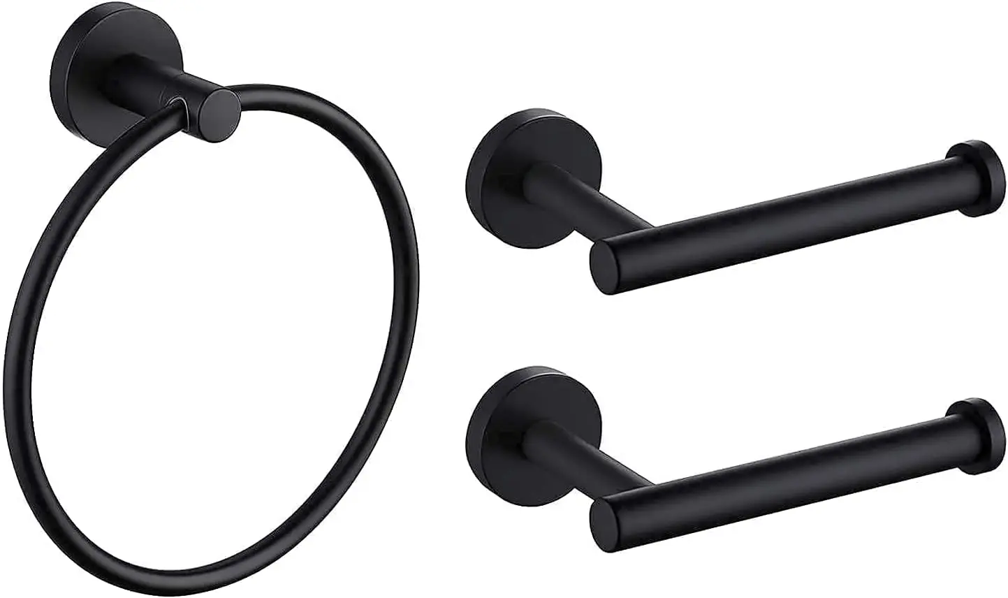 Bathroom Toilet Paper Towel Ring Holder 2-Pack and Hand Towel Holder for Bathroom SUS 304 Stainless Steel Matte Black
Bathroom Toilet Paper Towel Ring Holder 2-Pack and Hand Towel Holder for Bathroom SUS 304 Stainless Steel Matte Black