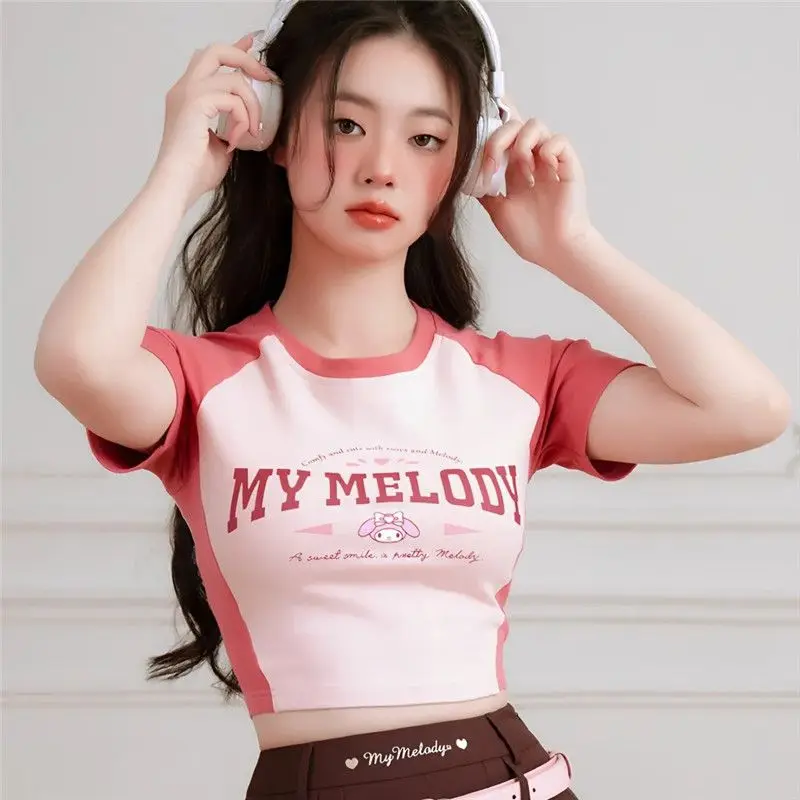 Sanrio Short Mymelody T-Shirt Kawaii Anime Cinnamoroll Cute Cloth Cartoon Printed Y2K Casual Slim Bottom Top Woman Birthday Gift
Sanrio Short Mymelody T-Shirt Kawaii Anime Cinnamoroll Cute Cloth Cartoon Printed Y2K Casual Slim Bottom Top Woman Birthday Gift