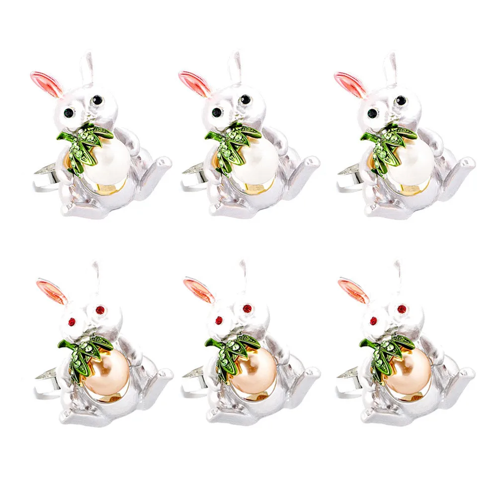 

Пасхальные салфетки в виде кролика, кольцо, Пряжка для салфеток в виде пасхального кролика, металлические серебряные кольца-держатели для пасхальных домашних кухонных столов, декоративные аксессуары