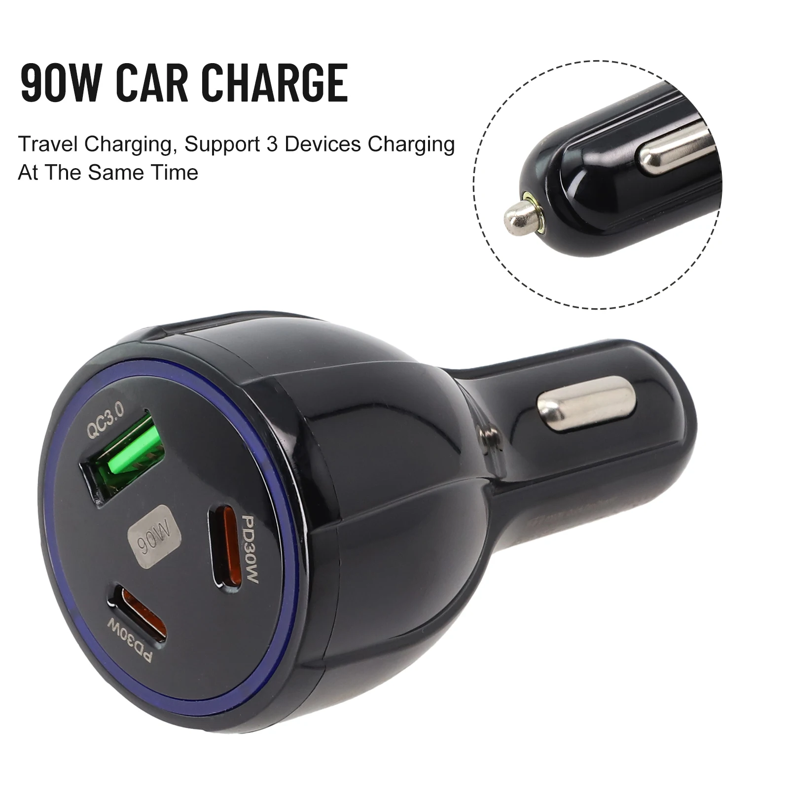 1pc 90W LED 3 Ports Car Charger Fast Charge PD USB C Type C Adapter Intelligent Protection DC12-32V Car Charger
1pc 90W LED 3 Ports Car Charger Fast Charge PD USB C Type C Adapter Intelligent Protection DC12-32V Car Charger