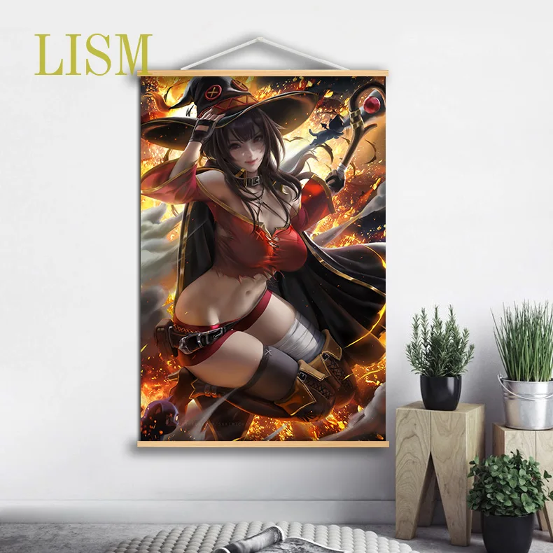 KonoSuba! Megumin Anime Poster manga picture with solid wood hanging scroll canvas painting 
KonoSuba! Megumin Anime Poster manga picture with solid wood hanging scroll canvas painting