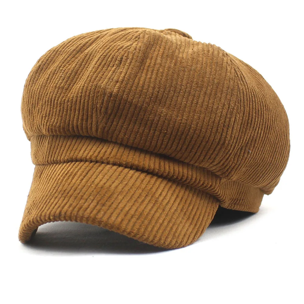 Corduroy Striped Octagon Hat for Women Dome Short Brim Cotton Polyester Newsboy Cap Vintage Literary Female's Beret Accessories
Corduroy Striped Octagon Hat for Women Dome Short Brim Cotton Polyester Newsboy Cap Vintage Literary Female's Beret Accessories