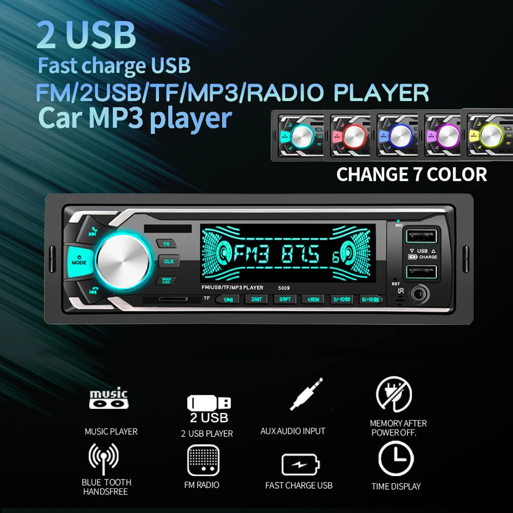 Car Radio 1 DIN Bluetooth 4.0 Stereo MP3 Player 2USB/TF/FM Head Unit Non CD Audio Source Copy Voice Assistant Power-off Memory
Car Radio 1 DIN Bluetooth 4.0 Stereo MP3 Player 2USB/TF/FM Head Unit Non CD Audio Source Copy Voice Assistant Power-off Memory
