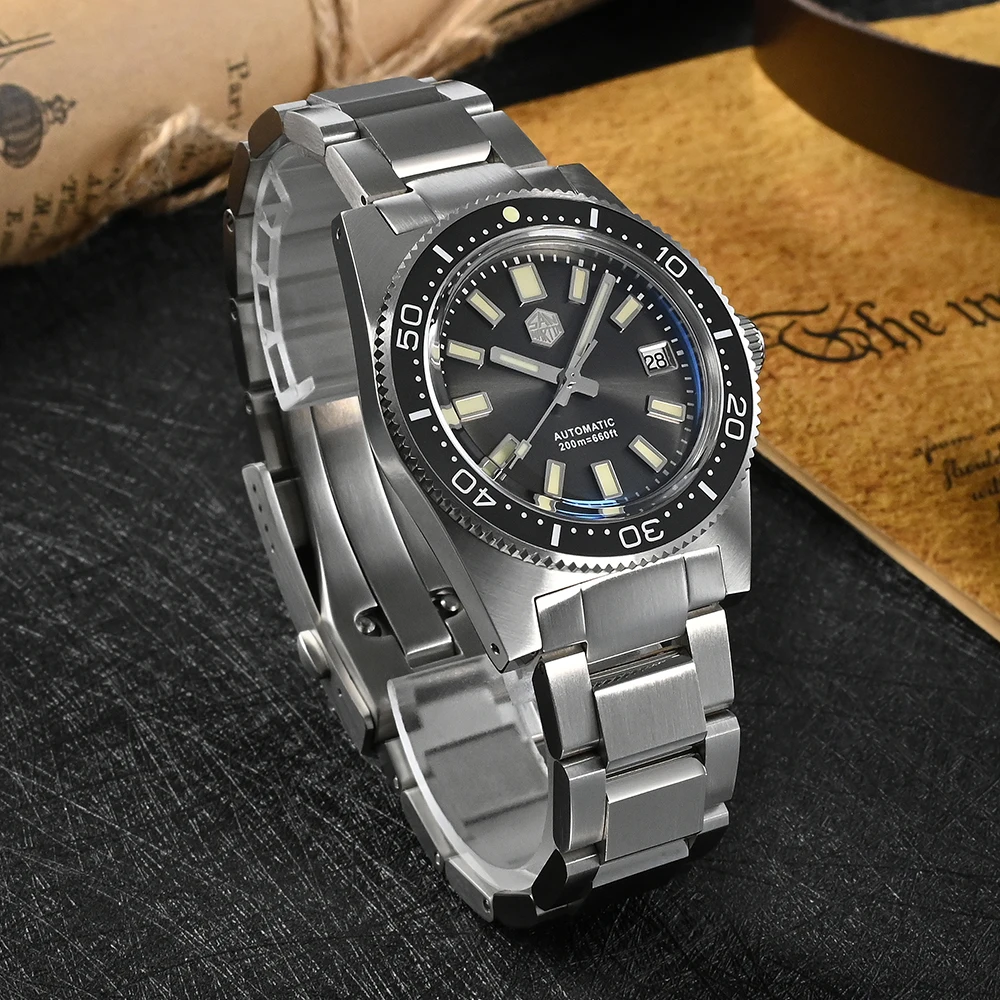 Новые мужские часы San Martin 62mas 37 мм Diver классические Роскошные сапфировые