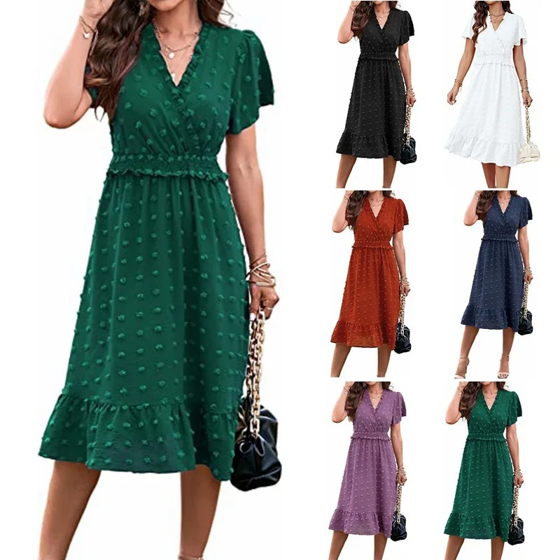 New Dresses For Women Fashion V Neck Short Sleeve Boho Beach Ruffles Plus Size Female Casual Chiffon Midi Dress Summer
New Dresses For Women Fashion V Neck Short Sleeve Boho Beach Ruffles Plus Size Female Casual Chiffon Midi Dress Summer