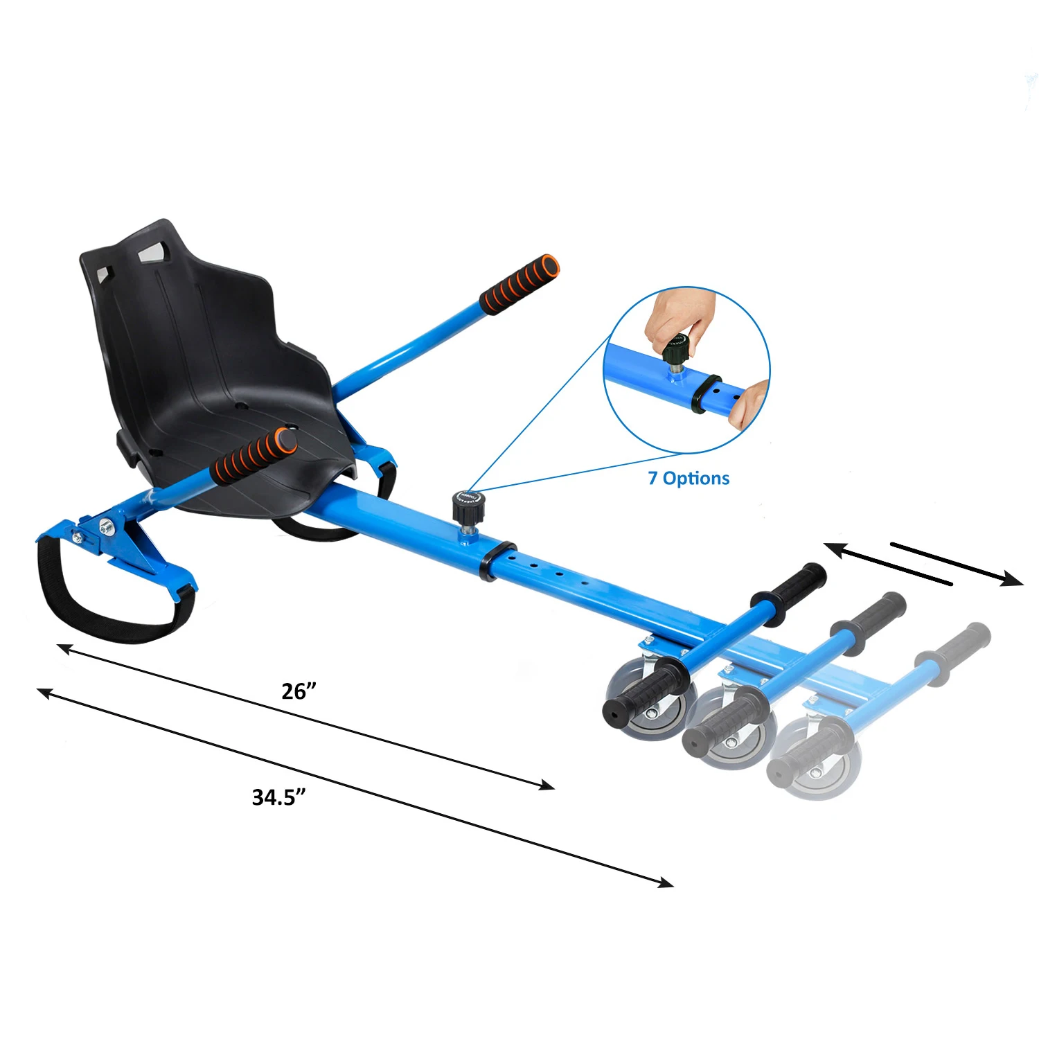 Adjustable Hoverboard go kart Conversion Kit Hoverboard Seat attachment Accessories for Hoverboard in 6.5"-10" Blue
Adjustable Hoverboard go kart Conversion Kit Hoverboard Seat attachment Accessories for Hoverboard in 6.5"-10" Blue